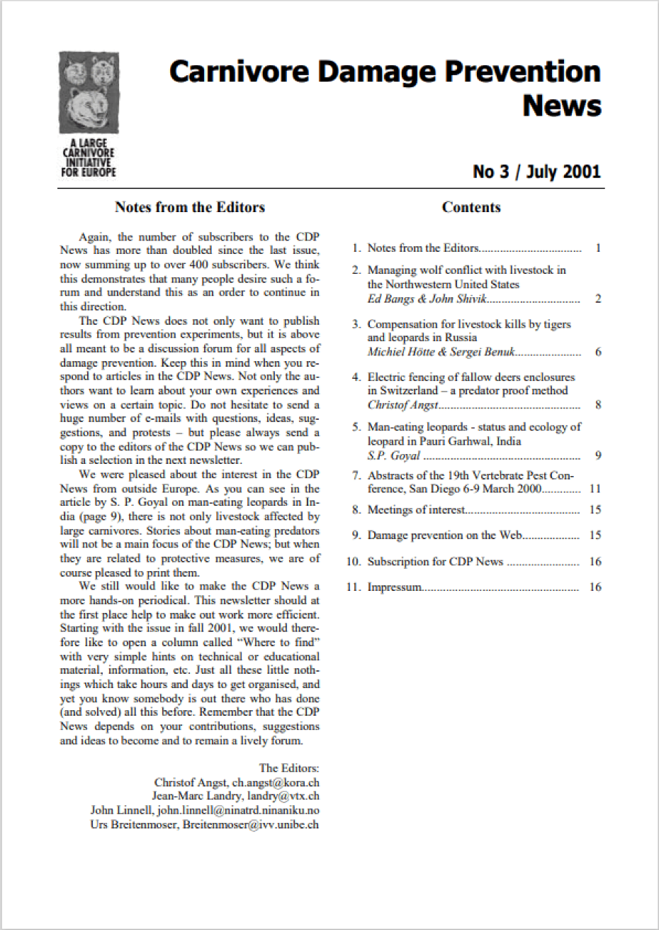 Cover Issue 3 CDPnews - Summer 2001